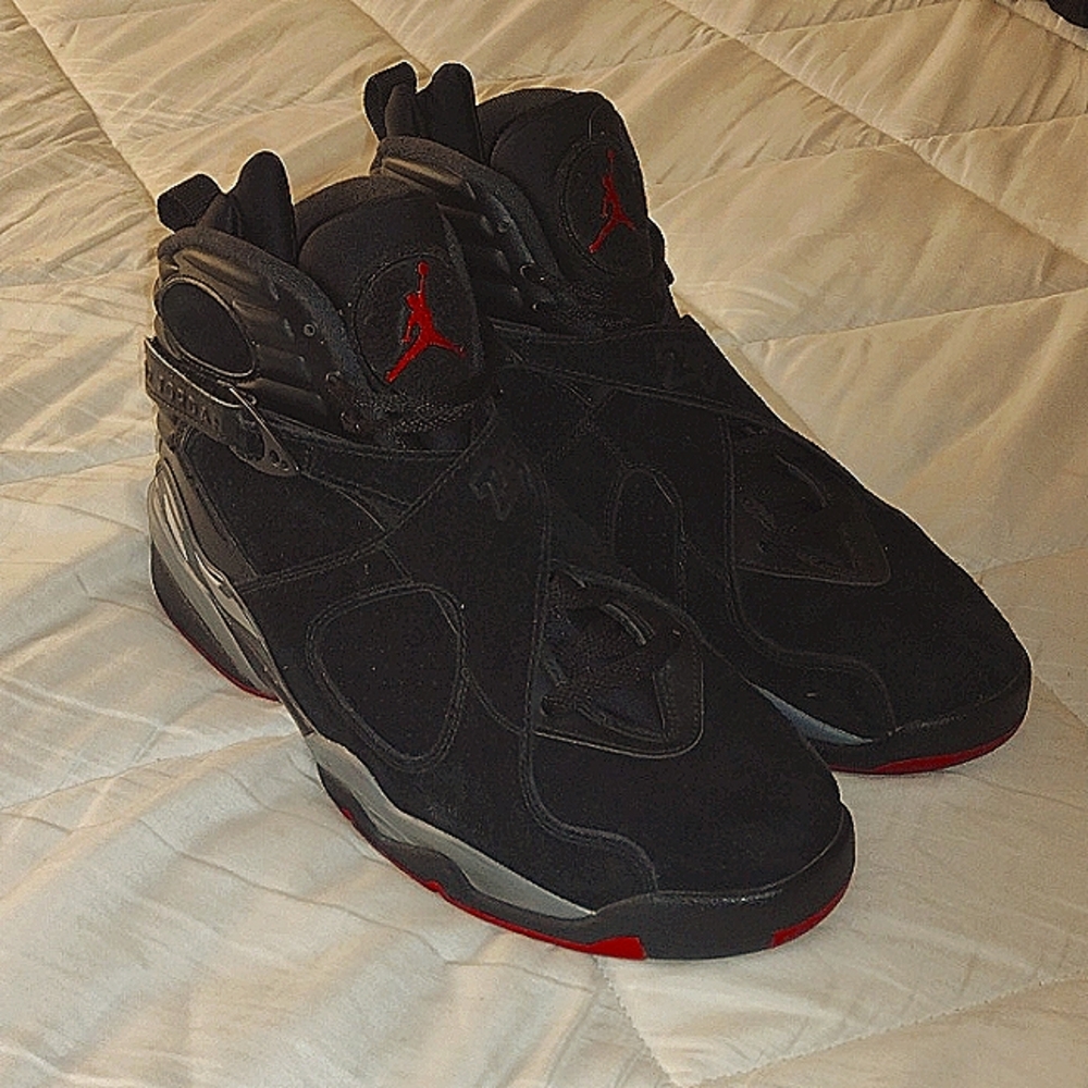 Air Jordan Retro 8 Black Cement Size 11.5 Red, Black, And Grey